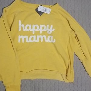 "Happy Mama" yellow cropped sweatshirt